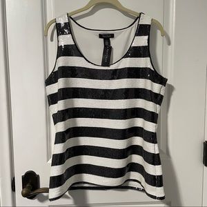 NWT White House Black Market Striped Sequined Top